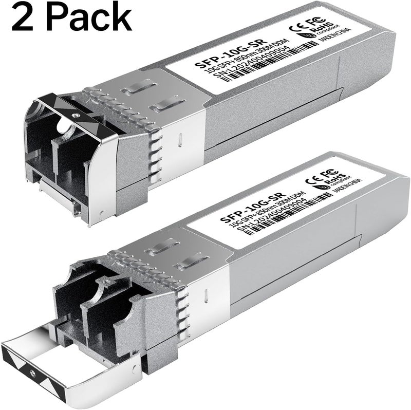 FTTPVIPS 2PCS 10GBase-SR SFP+ Module, Multi-Mode LC Ethernet Transceiver, 10G 850nm MMF up to 400m, Compatible with Cisco SFP-10G-SR, Meraki, Ubiquiti UF-MM-10G, Mikrotik, Netgear, HPE, TP-Link, Aruba and More - Image 2